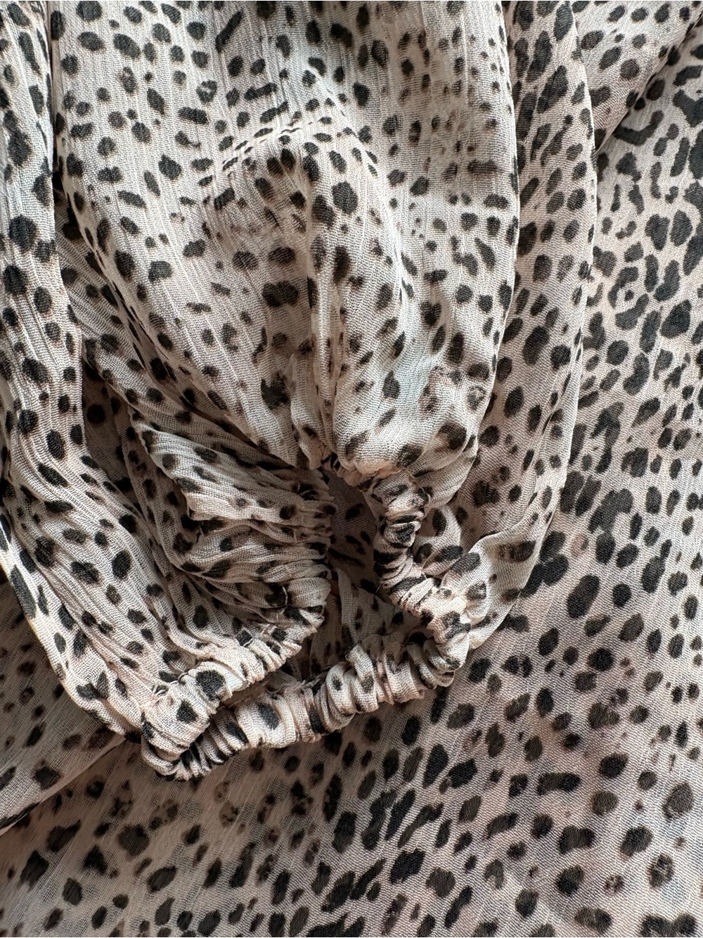 By Together Taupe and Black Dotted Tie-Front Blouse - Picture 4 of 5